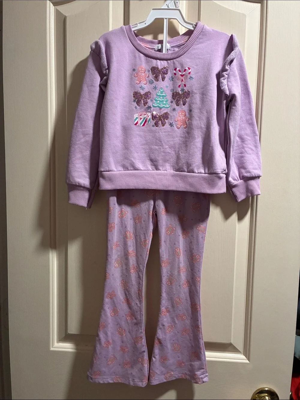 Girls' Lavender Holiday Gingerbread Pajama Set